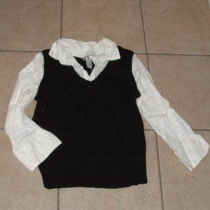 Black & White Sz Medium Casual or Dress Layer Look Lightweight Pullover Sweater